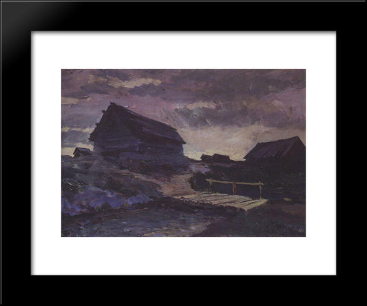 Landscape With Cottages 20x24 Black Modern Wood Framed Art Print Poster by Korovin, Konstantin