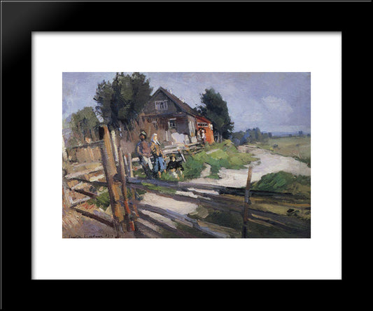 Landscape With Fence 20x24 Black Modern Wood Framed Art Print Poster by Korovin, Konstantin