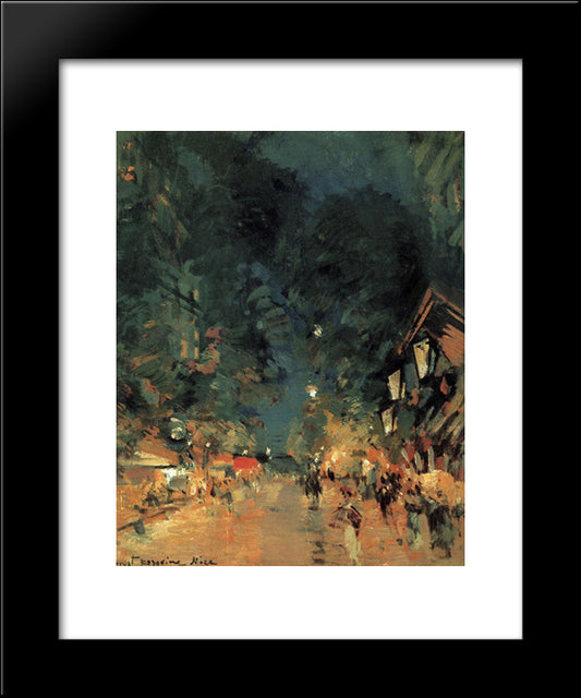 Nice.Street At Night 20x24 Black Modern Wood Framed Art Print Poster by Korovin, Konstantin