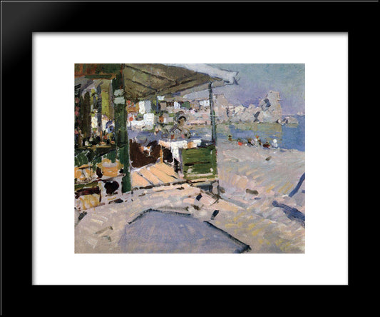 On The Beach In The Crimea 20x24 Black Modern Wood Framed Art Print Poster by Korovin, Konstantin