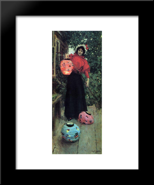 Paper Lanterns 20x24 Black Modern Wood Framed Art Print Poster by Korovin, Konstantin