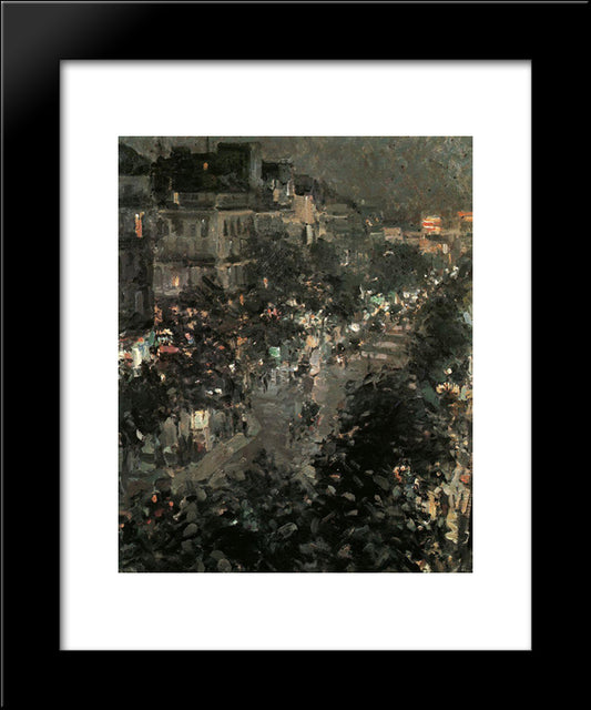 Paris At Night. Boulevard Des Italiens 20x24 Black Modern Wood Framed Art Print Poster by Korovin, Konstantin