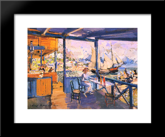Pier In Gurzuf 20x24 Black Modern Wood Framed Art Print Poster by Korovin, Konstantin