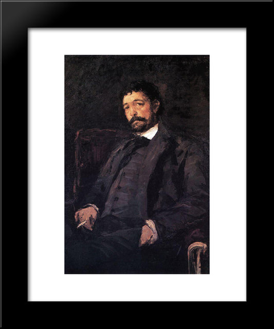 Portrait Of Italian Singer Angelo Masini 20x24 Black Modern Wood Framed Art Print Poster by Korovin, Konstantin