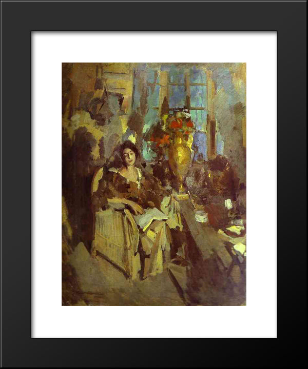 Portrait Of A Woman 20x24 Black Modern Wood Framed Art Print Poster by Korovin, Konstantin