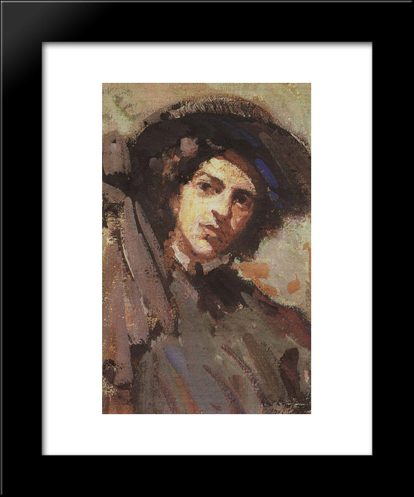 Portrait Of Nadezhda Komarovskaya 20x24 Black Modern Wood Framed Art Print Poster by Korovin, Konstantin