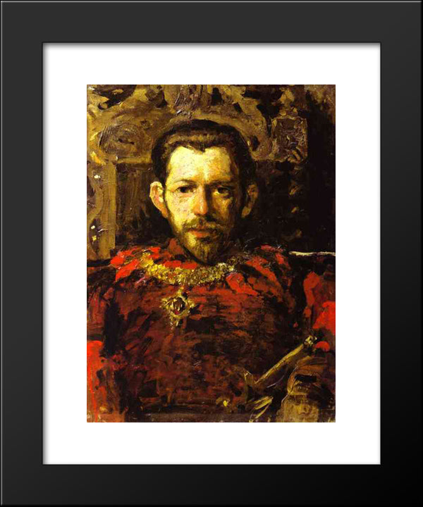Portrait Of S. Mamontov In A Theatre Costume 20x24 Black Modern Wood Framed Art Print Poster by Korovin, Konstantin