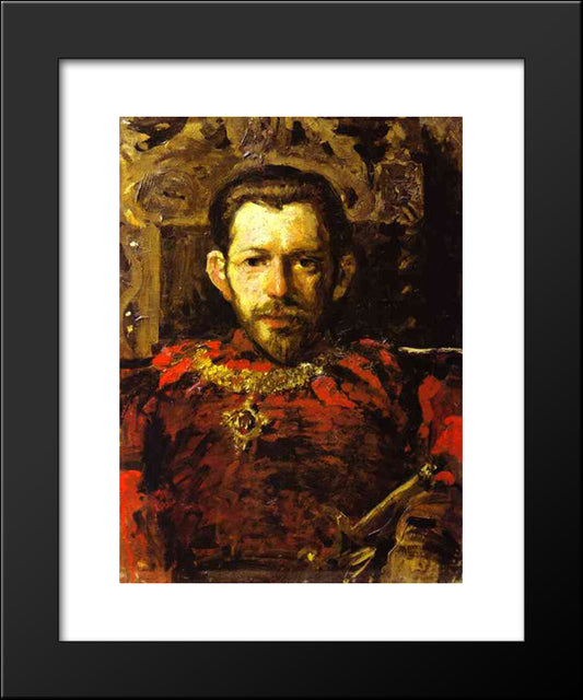 Portrait Of S. Mamontov In A Theatre Costume 20x24 Black Modern Wood Framed Art Print Poster by Korovin, Konstantin