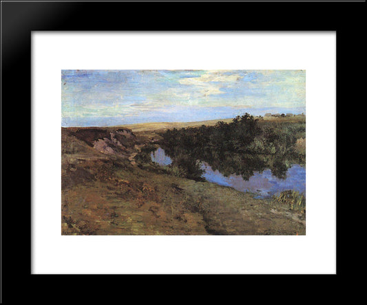 River In Menshov 20x24 Black Modern Wood Framed Art Print Poster by Korovin, Konstantin