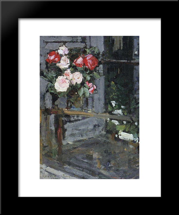 Roses.Evening 20x24 Black Modern Wood Framed Art Print Poster by Korovin, Konstantin