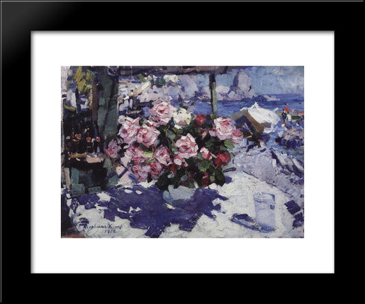 Roses 20x24 Black Modern Wood Framed Art Print Poster by Korovin, Konstantin