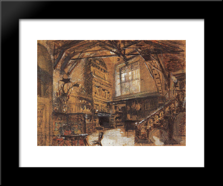Set Design For The Opera Windsor Gossips 20x24 Black Modern Wood Framed Art Print Poster by Korovin, Konstantin