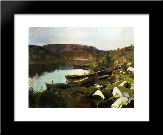 St. Triphon`S Brook In Pechenega 20x24 Black Modern Wood Framed Art Print Poster by Korovin, Konstantin