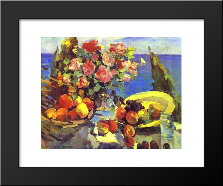 Still Life 20x24 Black Modern Wood Framed Art Print Poster by Korovin, Konstantin