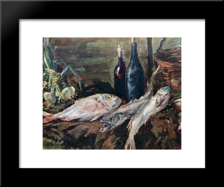Still Life With Fish 20x24 Black Modern Wood Framed Art Print Poster by Korovin, Konstantin