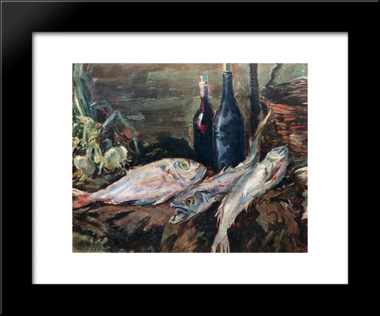 Still Life With Fish 20x24 Black Modern Wood Framed Art Print Poster by Korovin, Konstantin