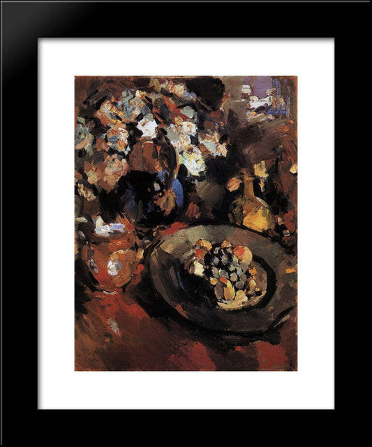 Still Life With Fruit And Bottle 20x24 Black Modern Wood Framed Art Print Poster by Korovin, Konstantin
