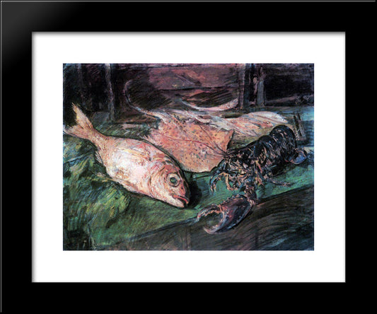 Still Life With Lobster 20x24 Black Modern Wood Framed Art Print Poster by Korovin, Konstantin