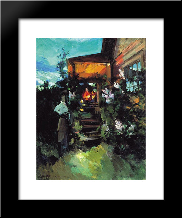 Summer Evening On The Porch 20x24 Black Modern Wood Framed Art Print Poster by Korovin, Konstantin