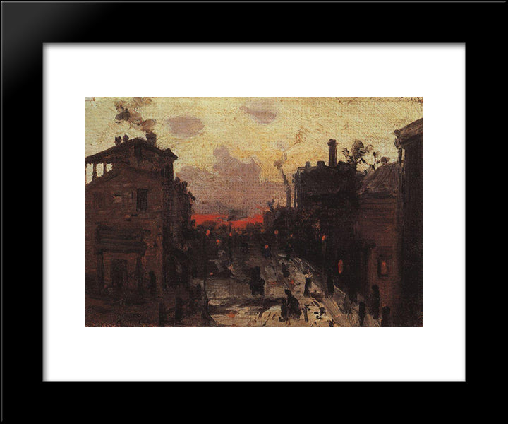 Sunset At The Outskirt Of The Town 20x24 Black Modern Wood Framed Art Print Poster by Korovin, Konstantin