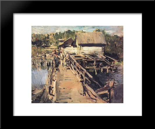 The Bridge At The Mill 20x24 Black Modern Wood Framed Art Print Poster by Korovin, Konstantin
