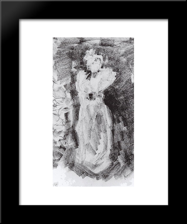 The Lady In The Hat 20x24 Black Modern Wood Framed Art Print Poster by Korovin, Konstantin