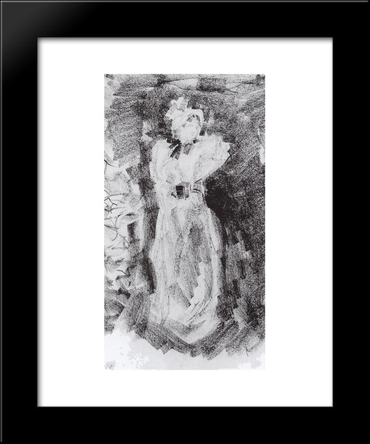 The Lady In The Hat 20x24 Black Modern Wood Framed Art Print Poster by Korovin, Konstantin