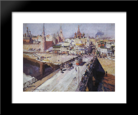 The Moskva River Bridge 20x24 Black Modern Wood Framed Art Print Poster by Korovin, Konstantin