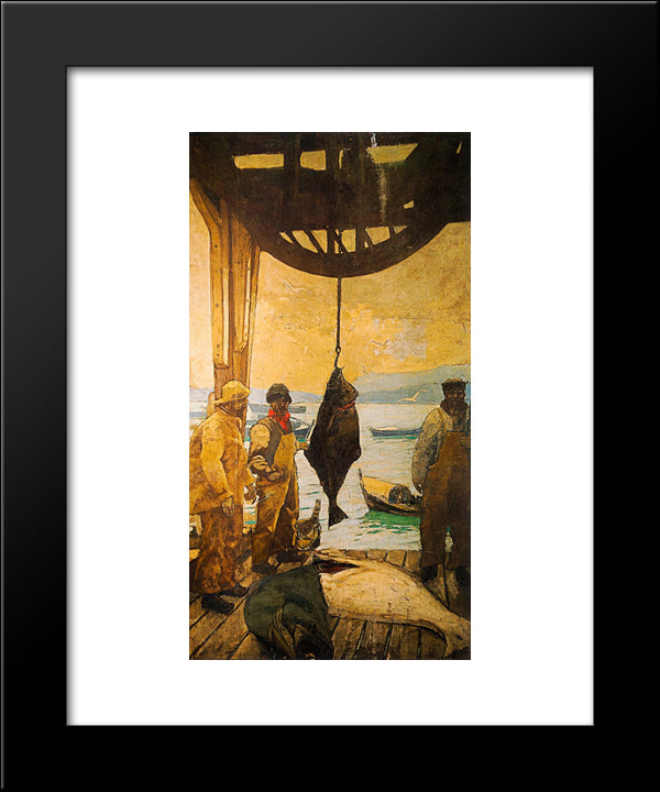 Trading Post In Murman 20x24 Black Modern Wood Framed Art Print Poster by Korovin, Konstantin