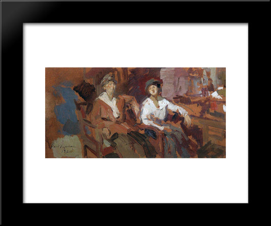 Two In A Chair 20x24 Black Modern Wood Framed Art Print Poster by Korovin, Konstantin