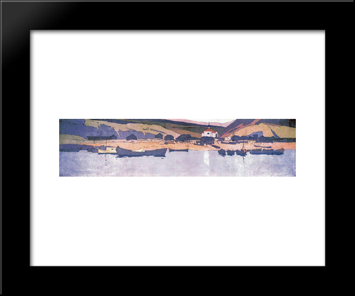 View Of Settlement 20x24 Black Modern Wood Framed Art Print Poster by Korovin, Konstantin