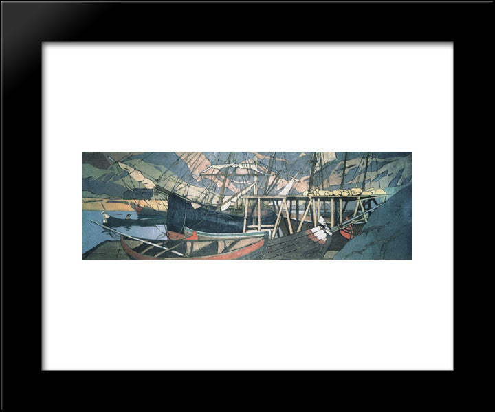 We Ship Encampments 20x24 Black Modern Wood Framed Art Print Poster by Korovin, Konstantin