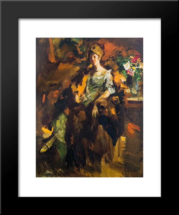 Woman Portrait 20x24 Black Modern Wood Framed Art Print Poster by Korovin, Konstantin
