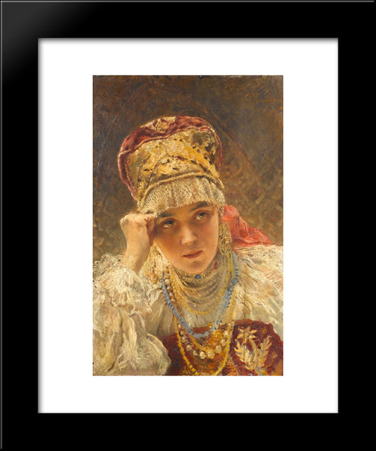 A Young Boyarynia 20x24 Black Modern Wood Framed Art Print Poster by Makovsky, Konstantin