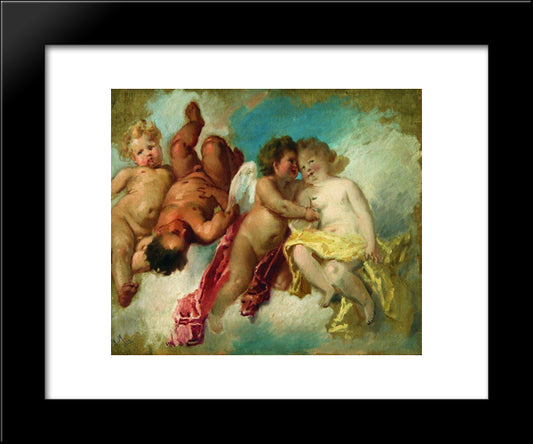 Angels 20x24 Black Modern Wood Framed Art Print Poster by Makovsky, Konstantin
