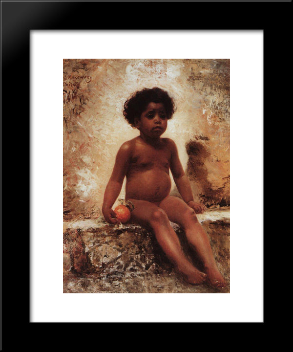 Arab Boy With An Orange 20x24 Black Modern Wood Framed Art Print Poster by Makovsky, Konstantin