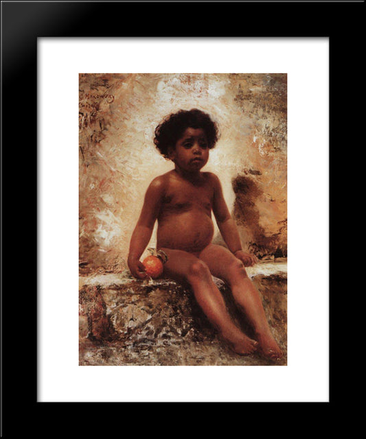 Arab Boy With An Orange 20x24 Black Modern Wood Framed Art Print Poster by Makovsky, Konstantin