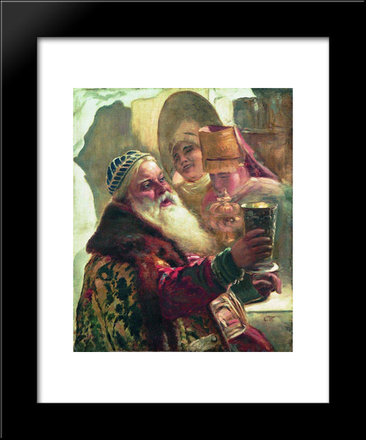 Boyar With The Cup 20x24 Black Modern Wood Framed Art Print Poster by Makovsky, Konstantin