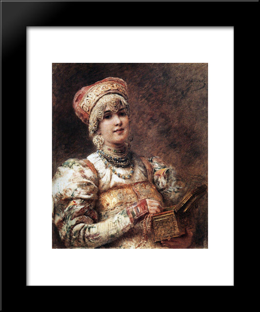 Boyaryshnya 20x24 Black Modern Wood Framed Art Print Poster by Makovsky, Konstantin