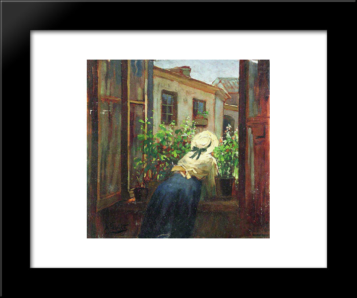 By The Open Window 20x24 Black Modern Wood Framed Art Print Poster by Makovsky, Konstantin