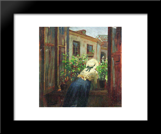 By The Open Window 20x24 Black Modern Wood Framed Art Print Poster by Makovsky, Konstantin