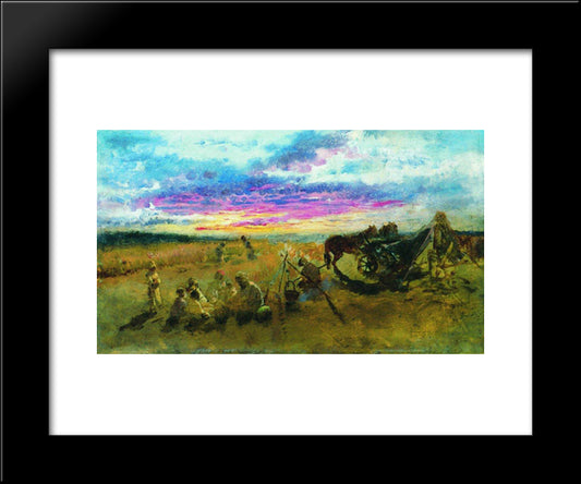 Campfire. Kachanovka 20x24 Black Modern Wood Framed Art Print Poster by Makovsky, Konstantin