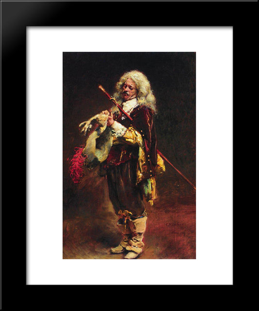 Chevalier, Arraying Gloves 20x24 Black Modern Wood Framed Art Print Poster by Makovsky, Konstantin