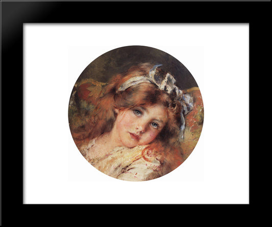 Child Head 20x24 Black Modern Wood Framed Art Print Poster by Makovsky, Konstantin