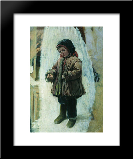Child On The Snow 20x24 Black Modern Wood Framed Art Print Poster by Makovsky, Konstantin
