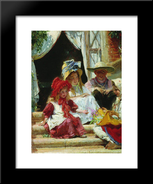 Children 20x24 Black Modern Wood Framed Art Print Poster by Makovsky, Konstantin