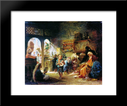 Coffee House In Cairo 20x24 Black Modern Wood Framed Art Print Poster by Makovsky, Konstantin