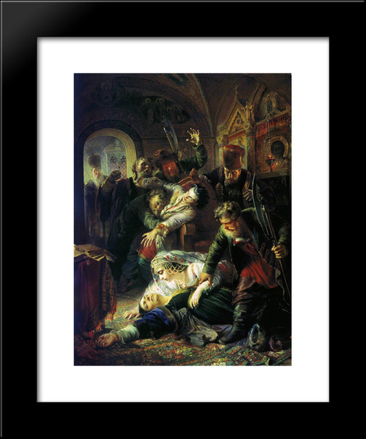 Dmitri The Pretender'S Agents Murder The Son Of Boris Godunov 20x24 Black Modern Wood Framed Art Print Poster by Makovsky, Konstantin