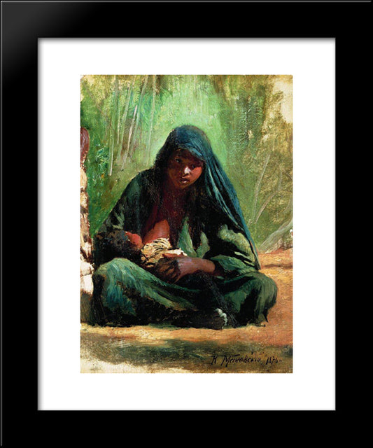 Egyptian With A Child 20x24 Black Modern Wood Framed Art Print Poster by Makovsky, Konstantin