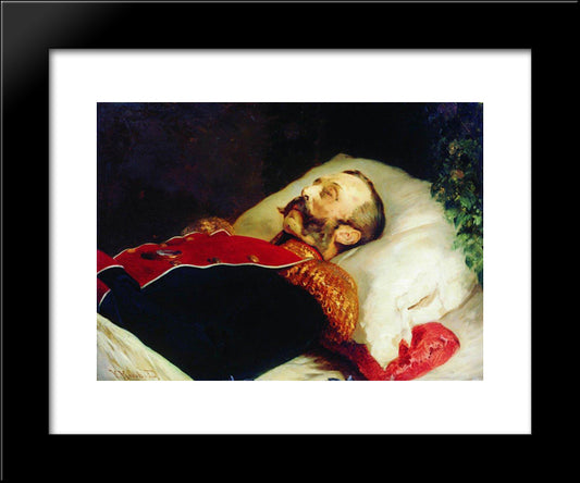 Emperor Alexander Ii On His Deathbed 20x24 Black Modern Wood Framed Art Print Poster by Makovsky, Konstantin